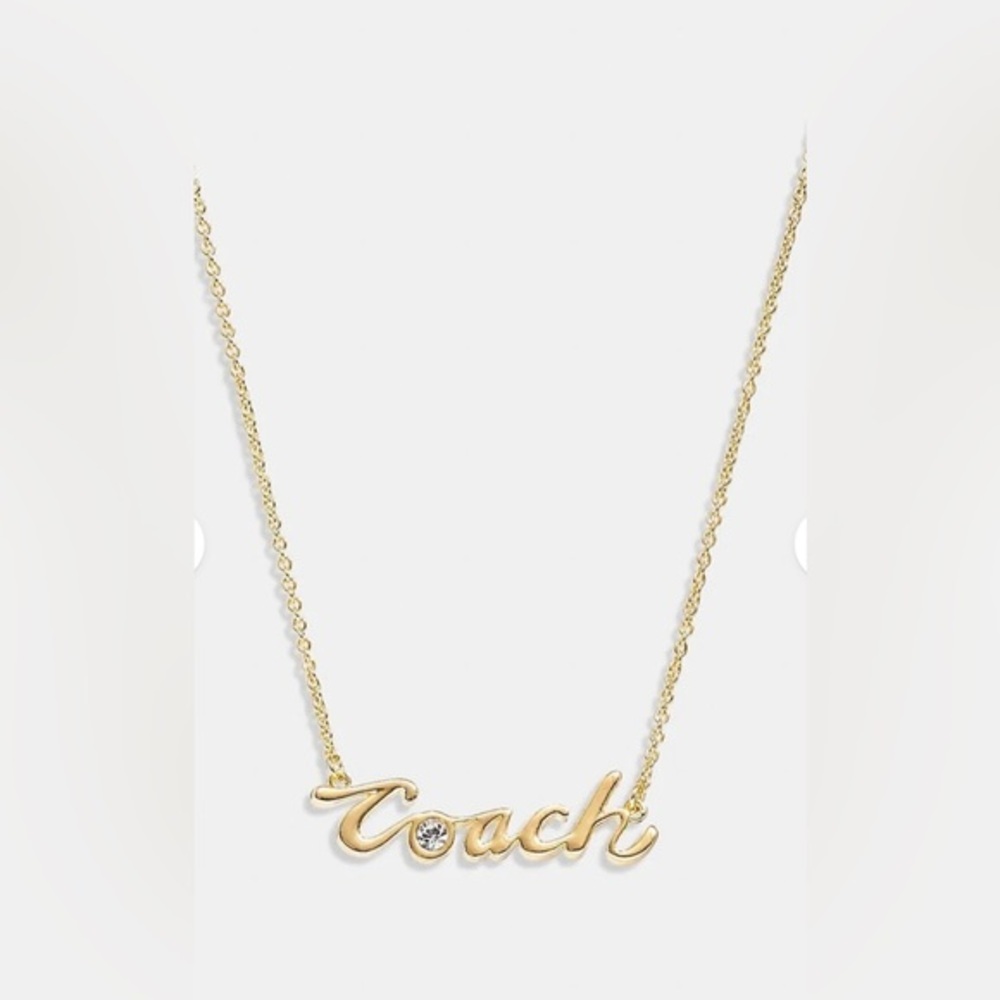 Coach Logo Script gold plated monogram Necklace brand new - Picture 4 of 10